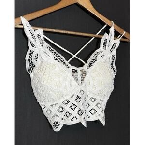 White‎ Ivory Ladies Lace Bralette Festival Boho Beachy Fairy Angelcore M